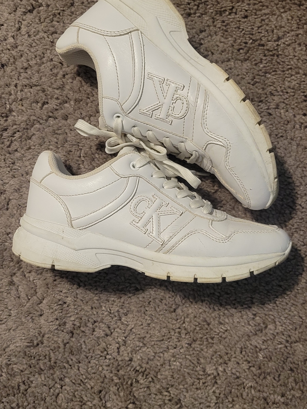 Calvin Klein All-White Leather Chunky Lace-Up Sneakers